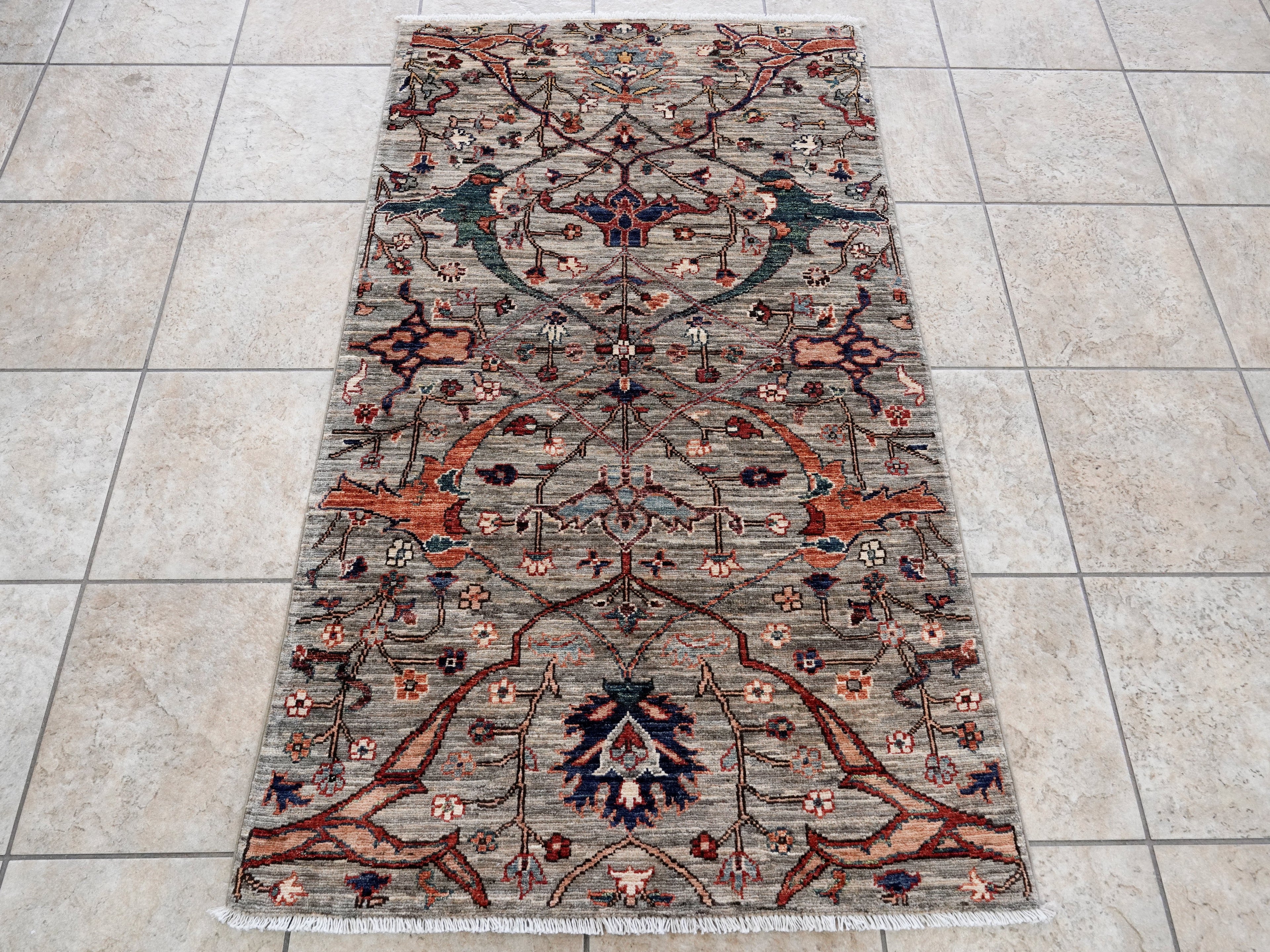 3x5 Ft Brown Afghan Oriental Rug - Hand Knotted Area Rug