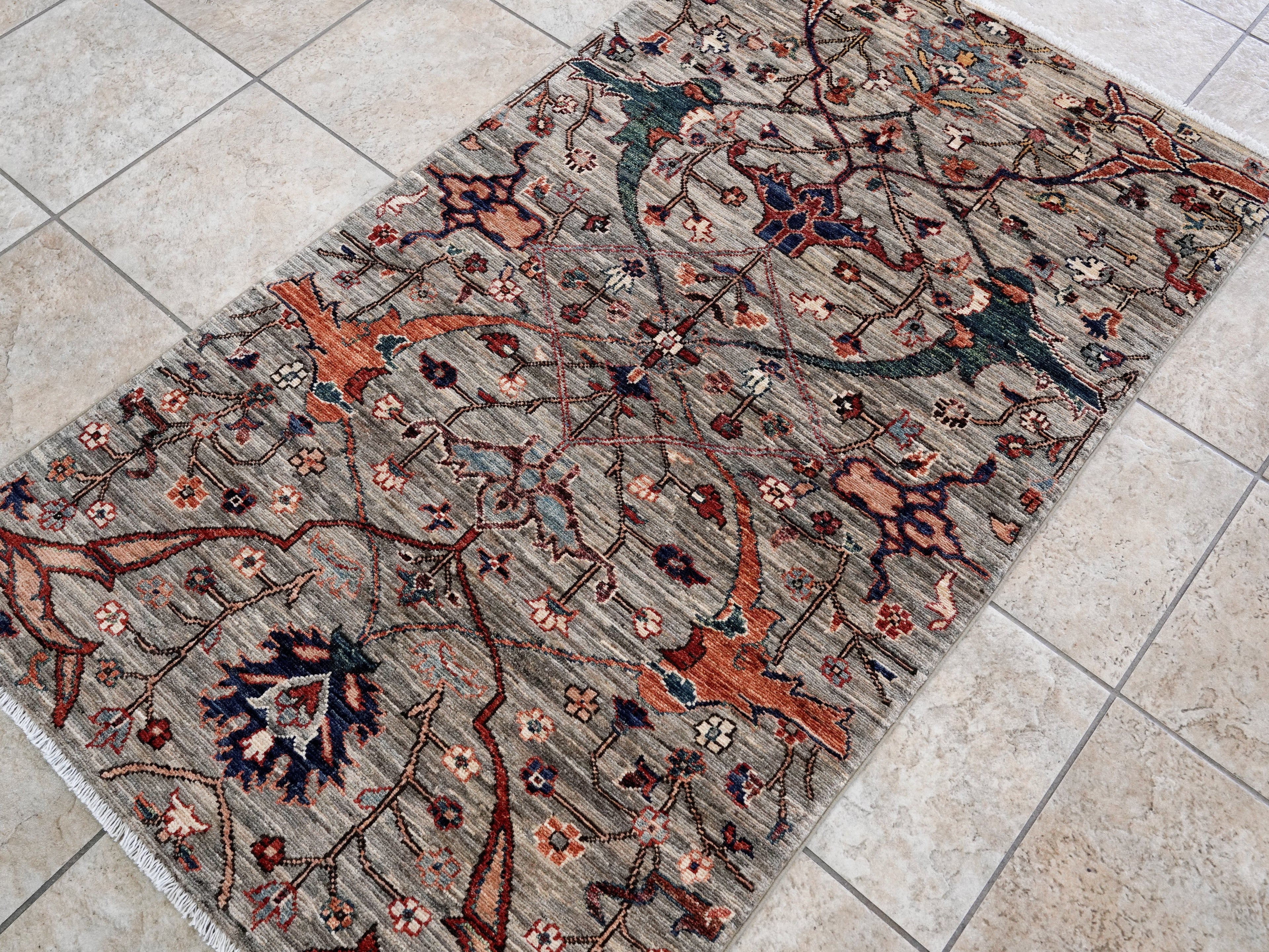 3x5 Ft Brown Afghan Oriental Rug - Hand Knotted Area Rug