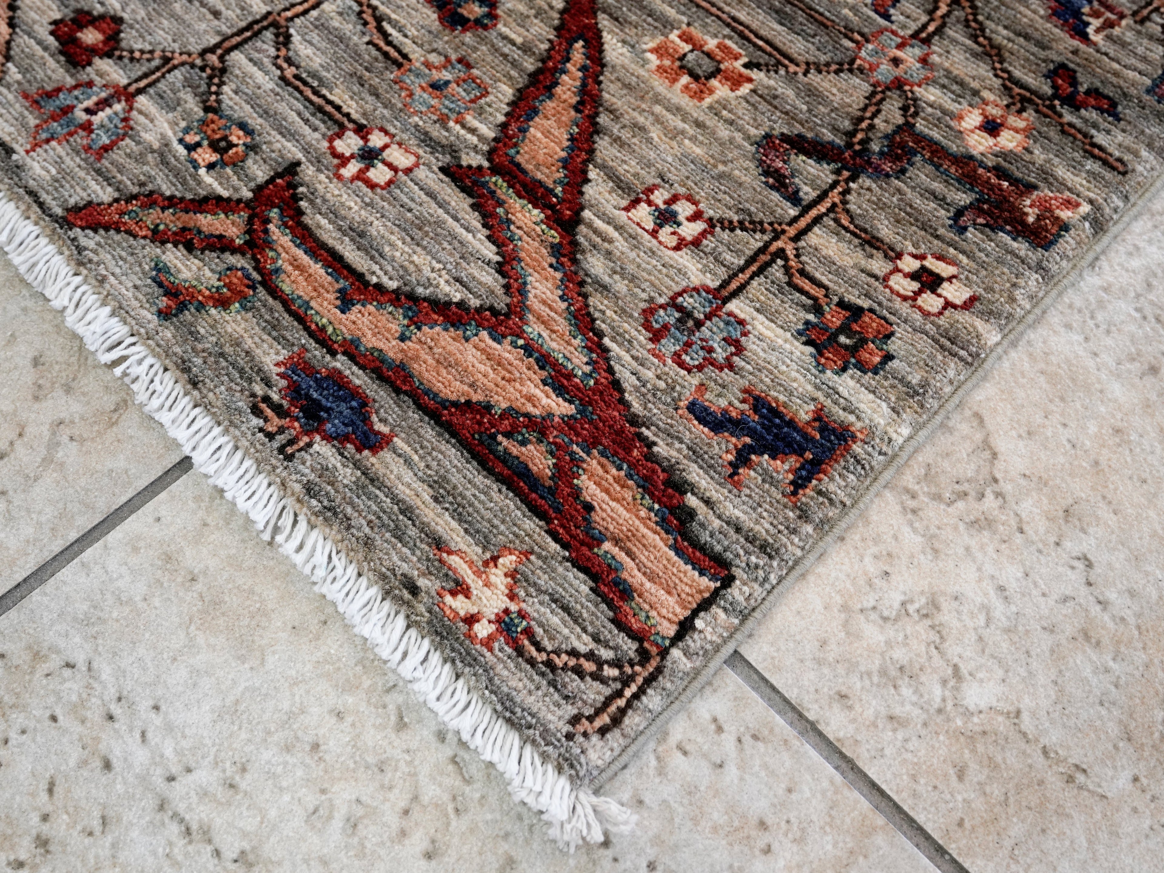 3x5 Ft Brown Afghan Oriental Rug - Hand Knotted Area Rug