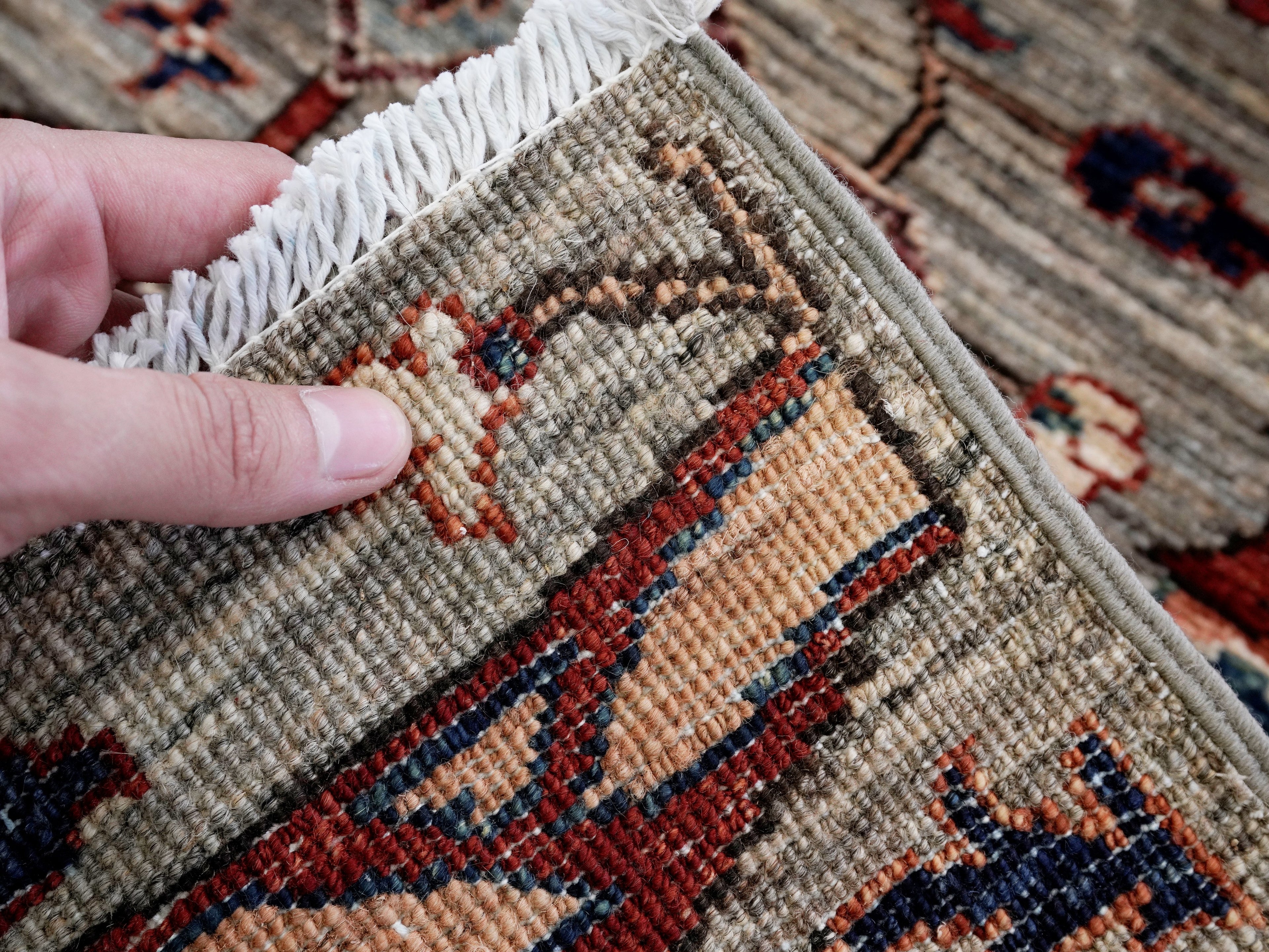 3x5 Ft Brown Afghan Oriental Rug - Hand Knotted Area Rug