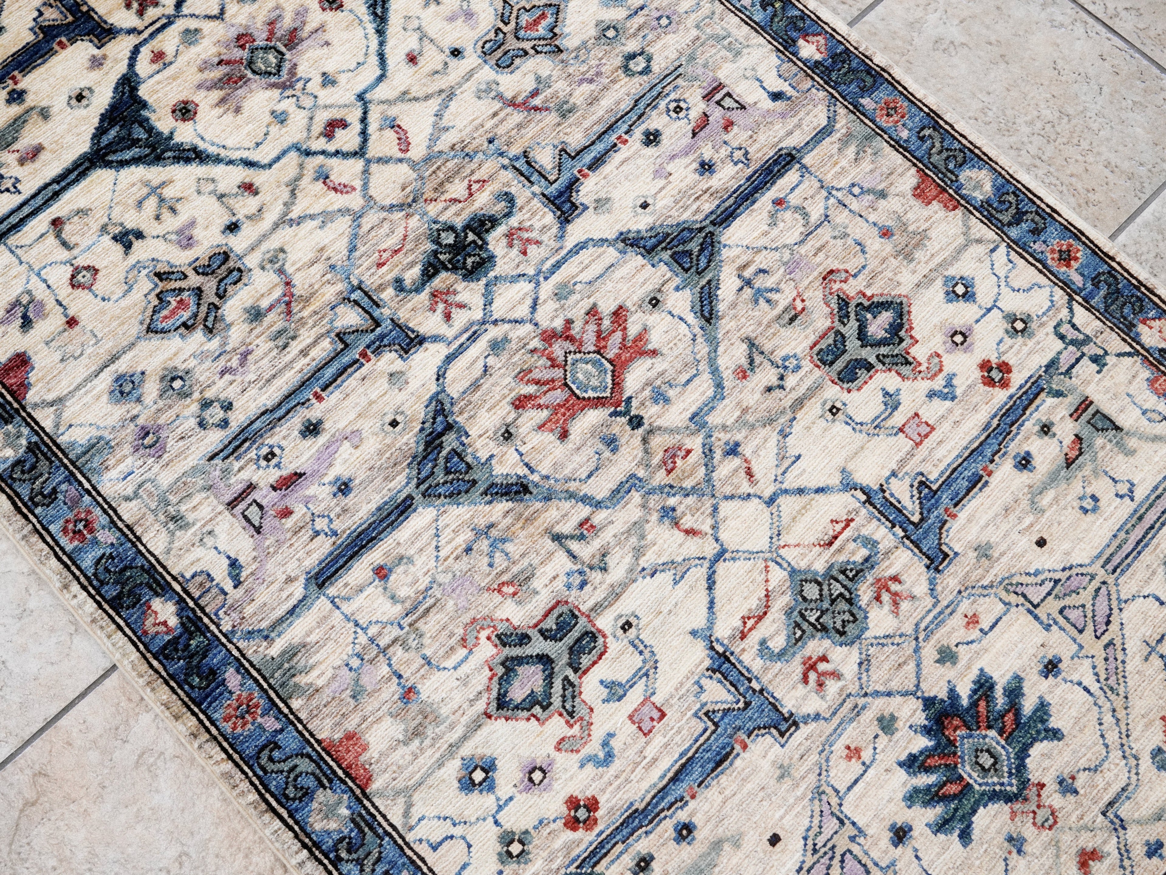 3x5 Ft Beige Afghan Oriental Rug - Hand Knotted Area Rug