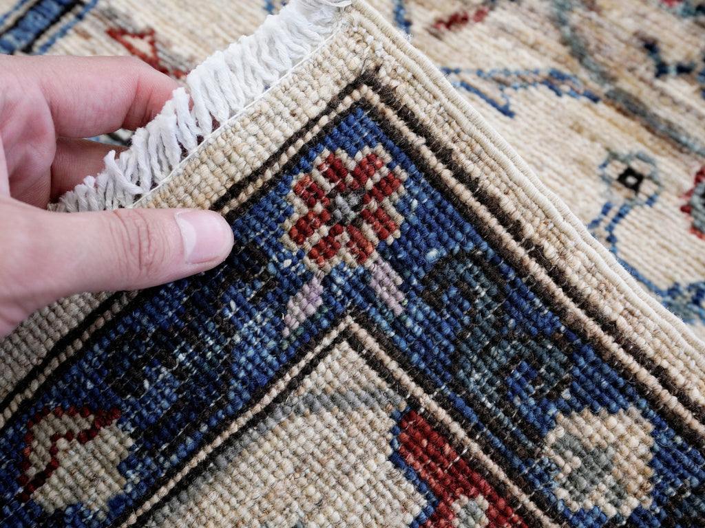 3x5 Ft Beige Afghan Oriental Rug - Hand Knotted Area Rug