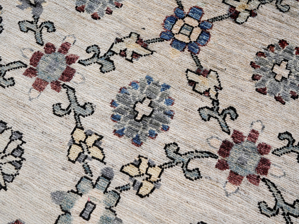 3x5 Ft Beige Floral Rug - Hand Knotted Afghan Rug