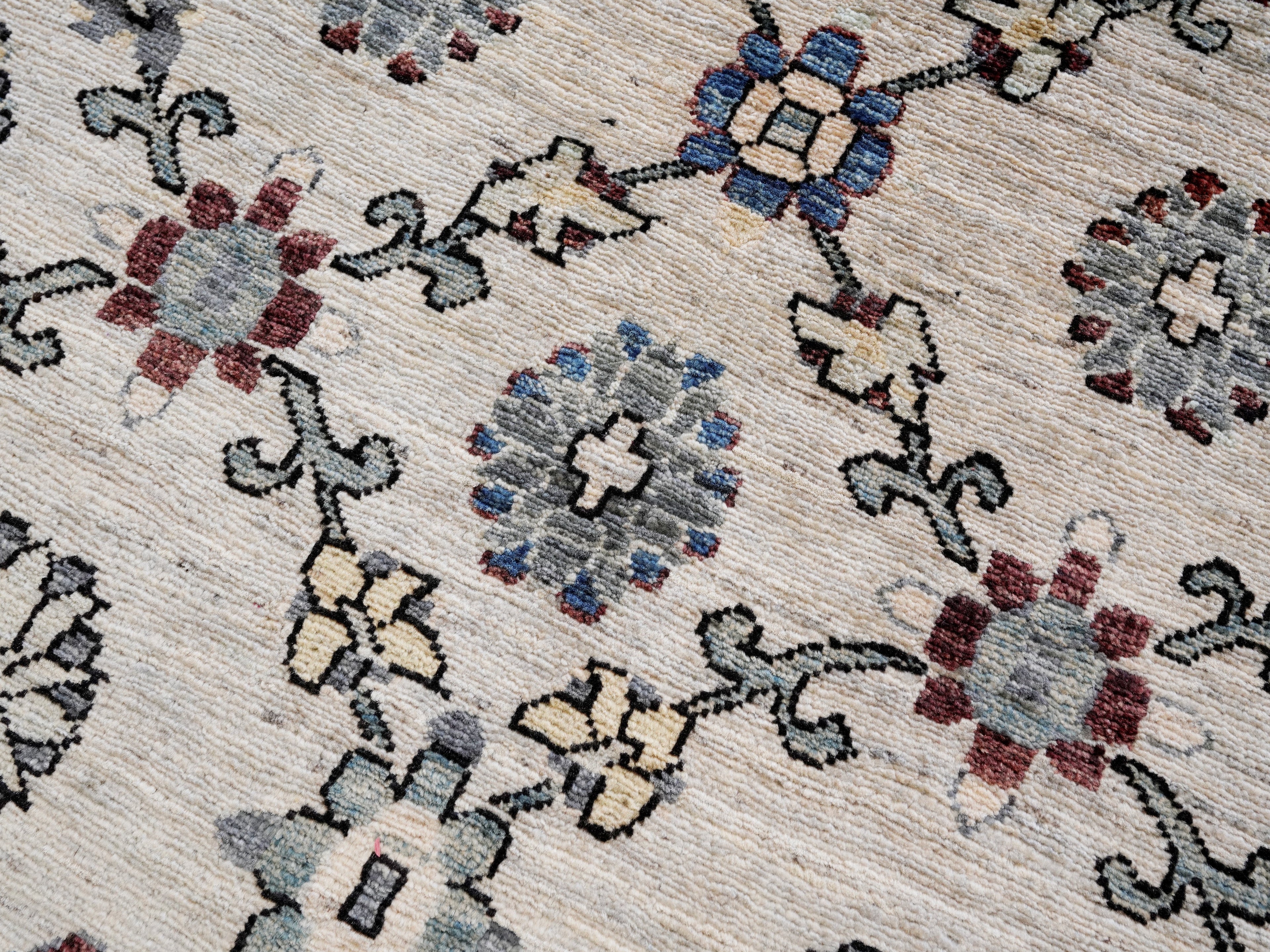 3x5 Ft Beige Floral Rug - Hand Knotted Afghan Rug