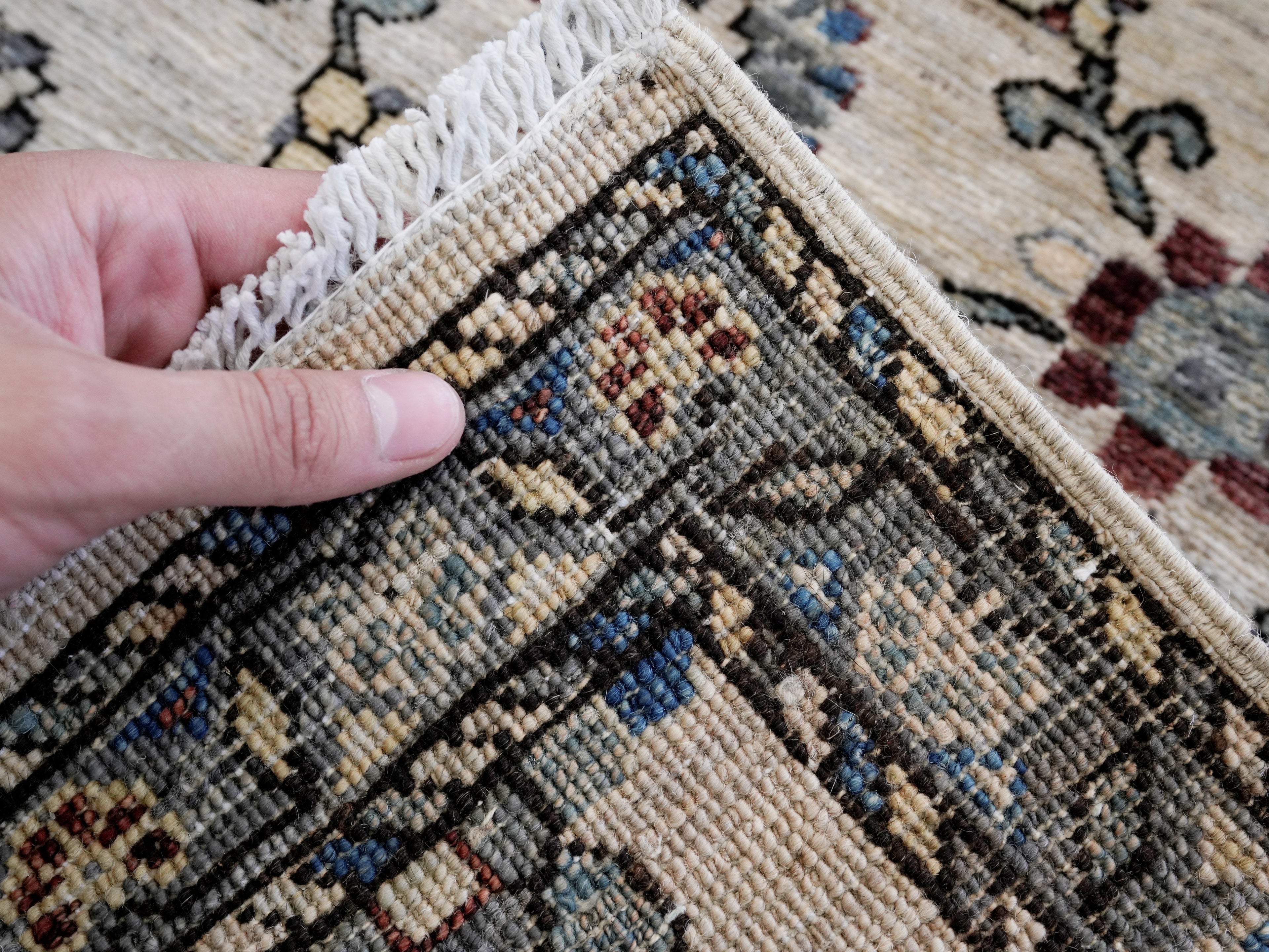 3x5 Ft Beige Floral Rug - Hand Knotted Afghan Rug