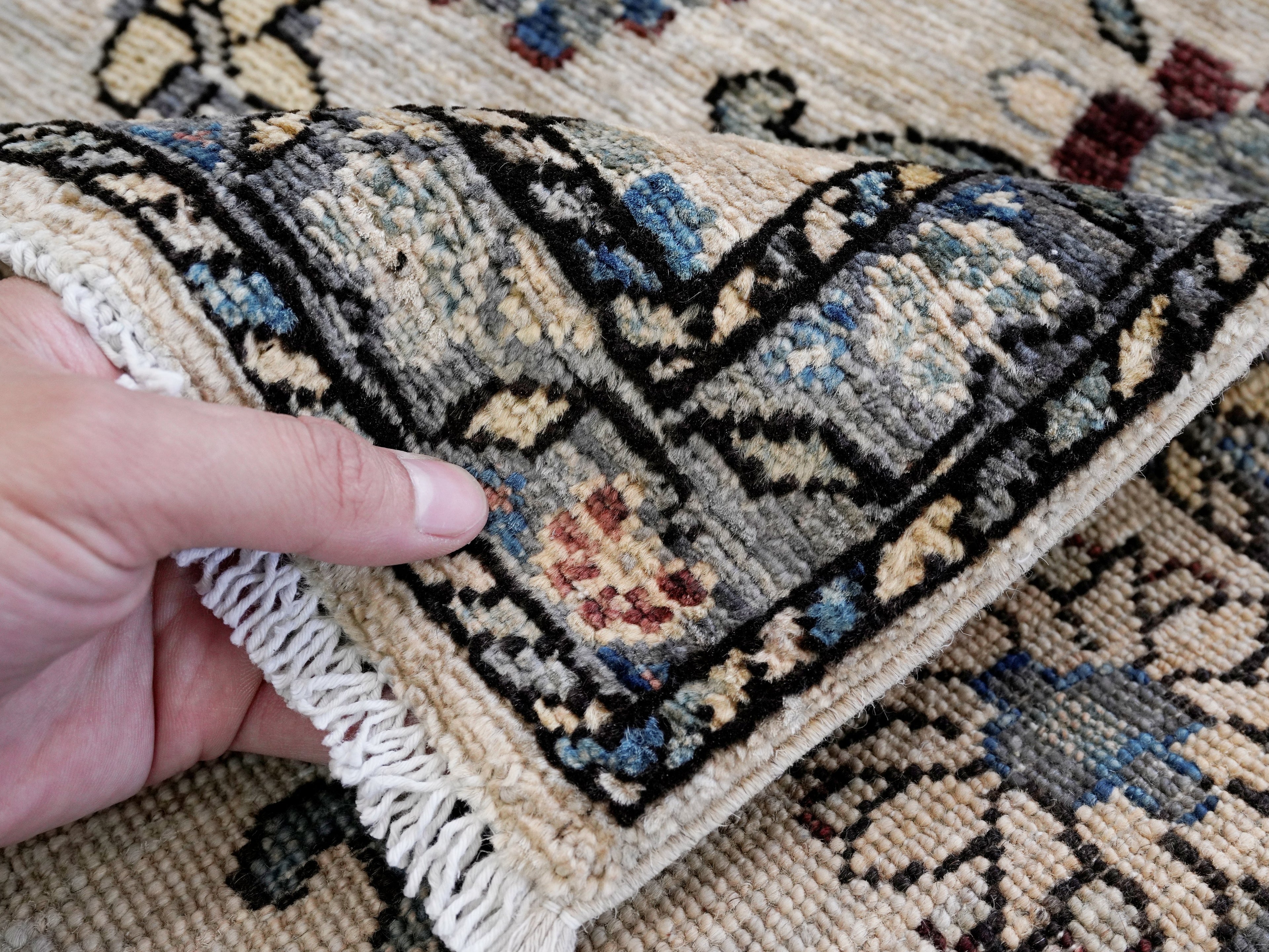 3x5 Ft Beige Floral Rug - Hand Knotted Afghan Rug
