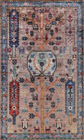 3x5 Ft Brown Afghan Floral Rug - Hand Knotted Area Rug