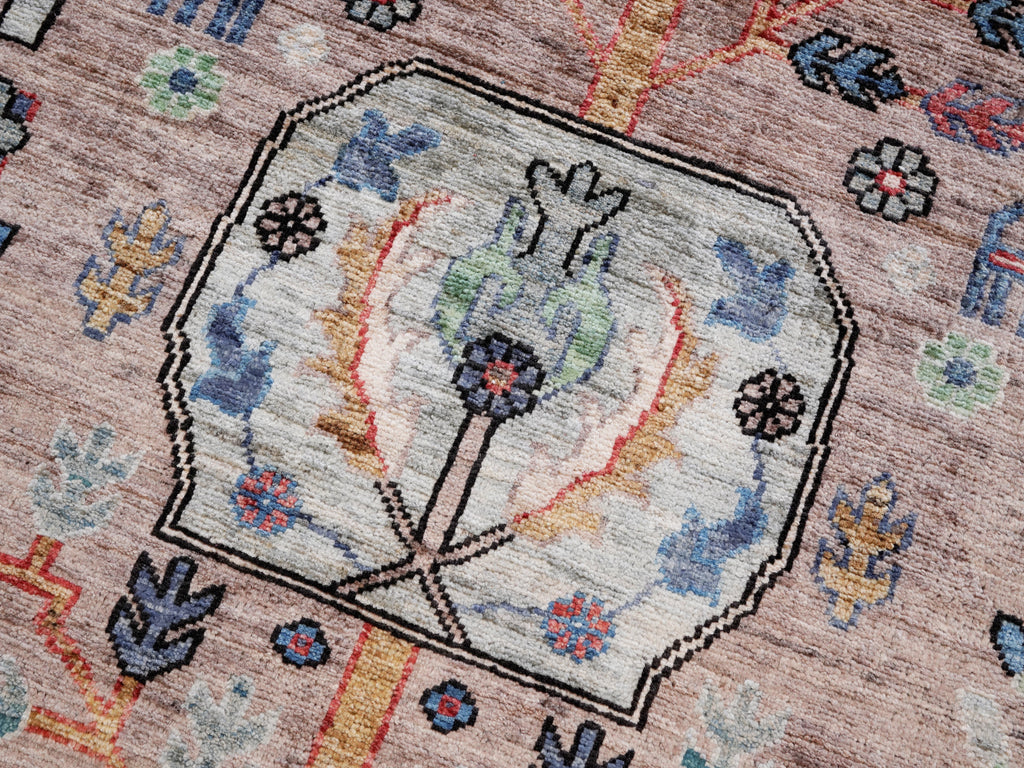 3x5 Ft Brown Afghan Floral Rug - Hand Knotted Area Rug