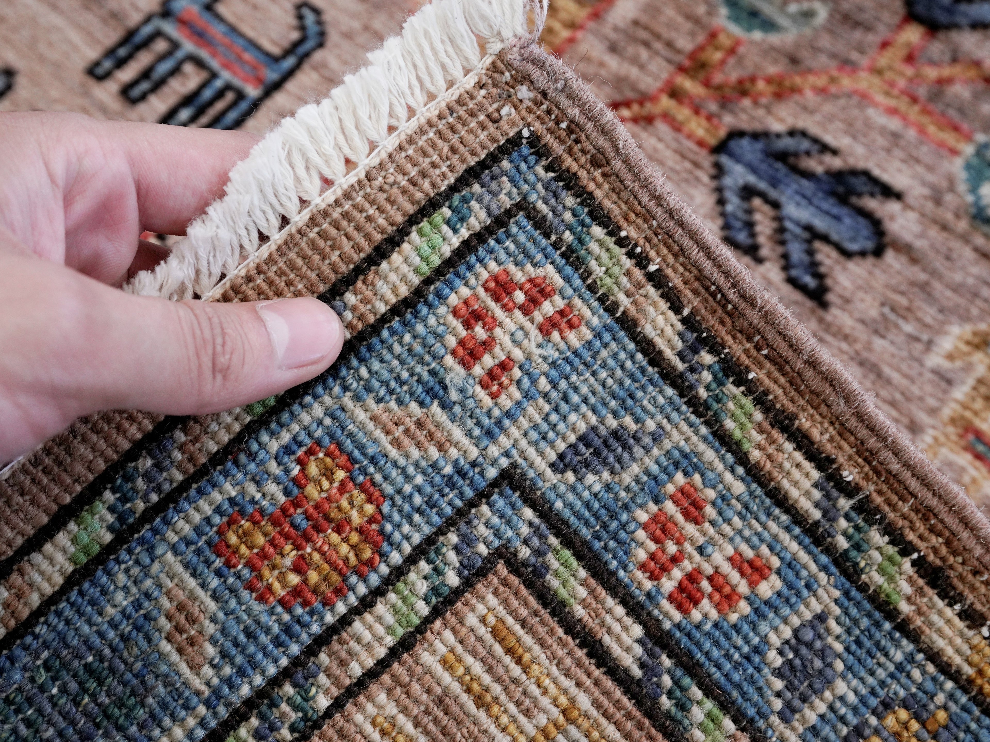 3x5 Ft Brown Afghan Floral Rug - Hand Knotted Area Rug