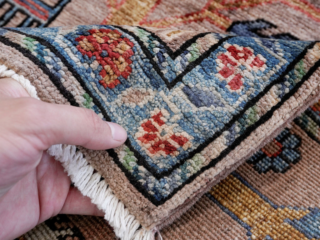 3x5 Ft Brown Afghan Floral Rug - Hand Knotted Area Rug
