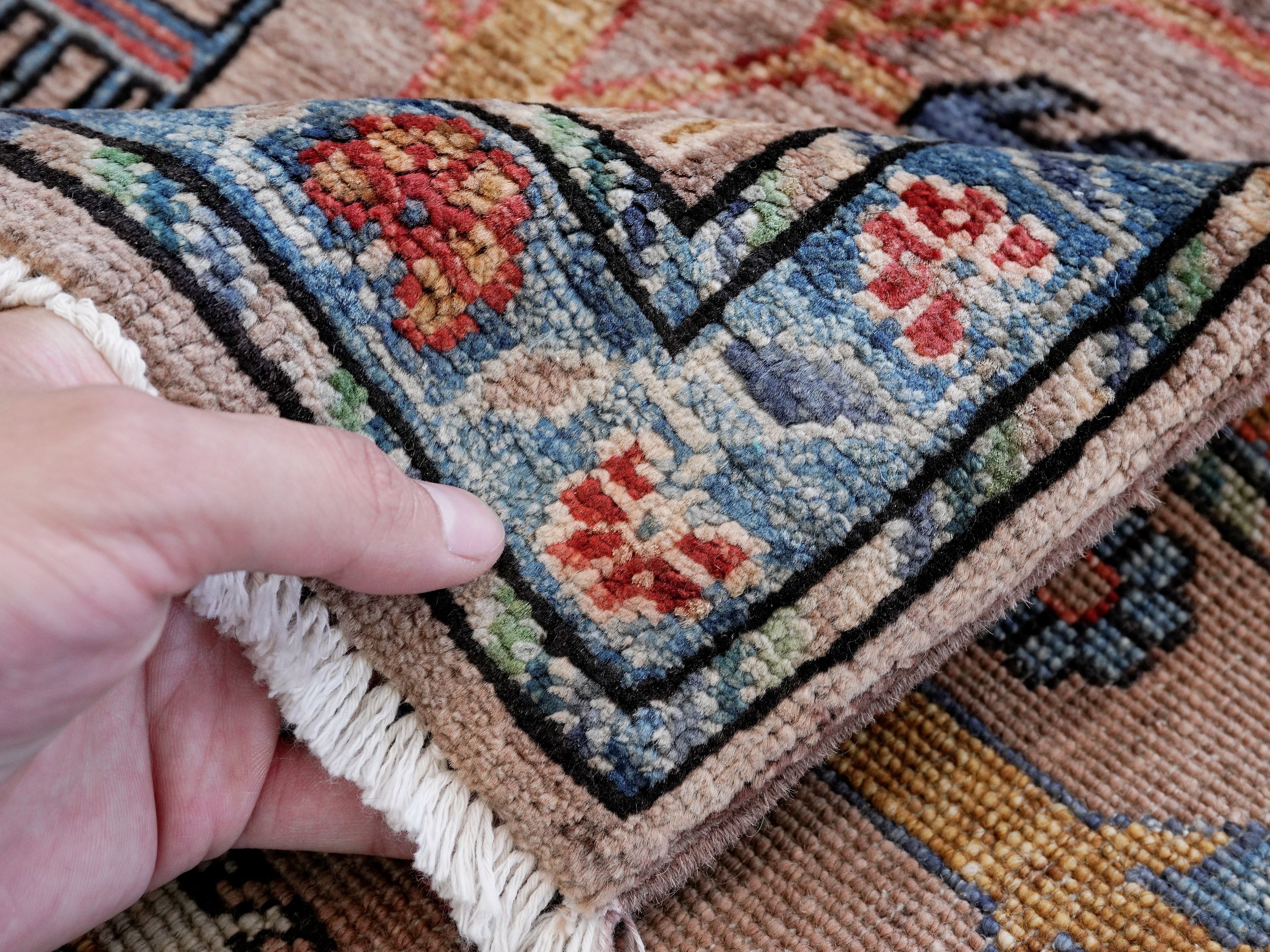 3x5 Ft Brown Afghan Floral Rug - Hand Knotted Area Rug