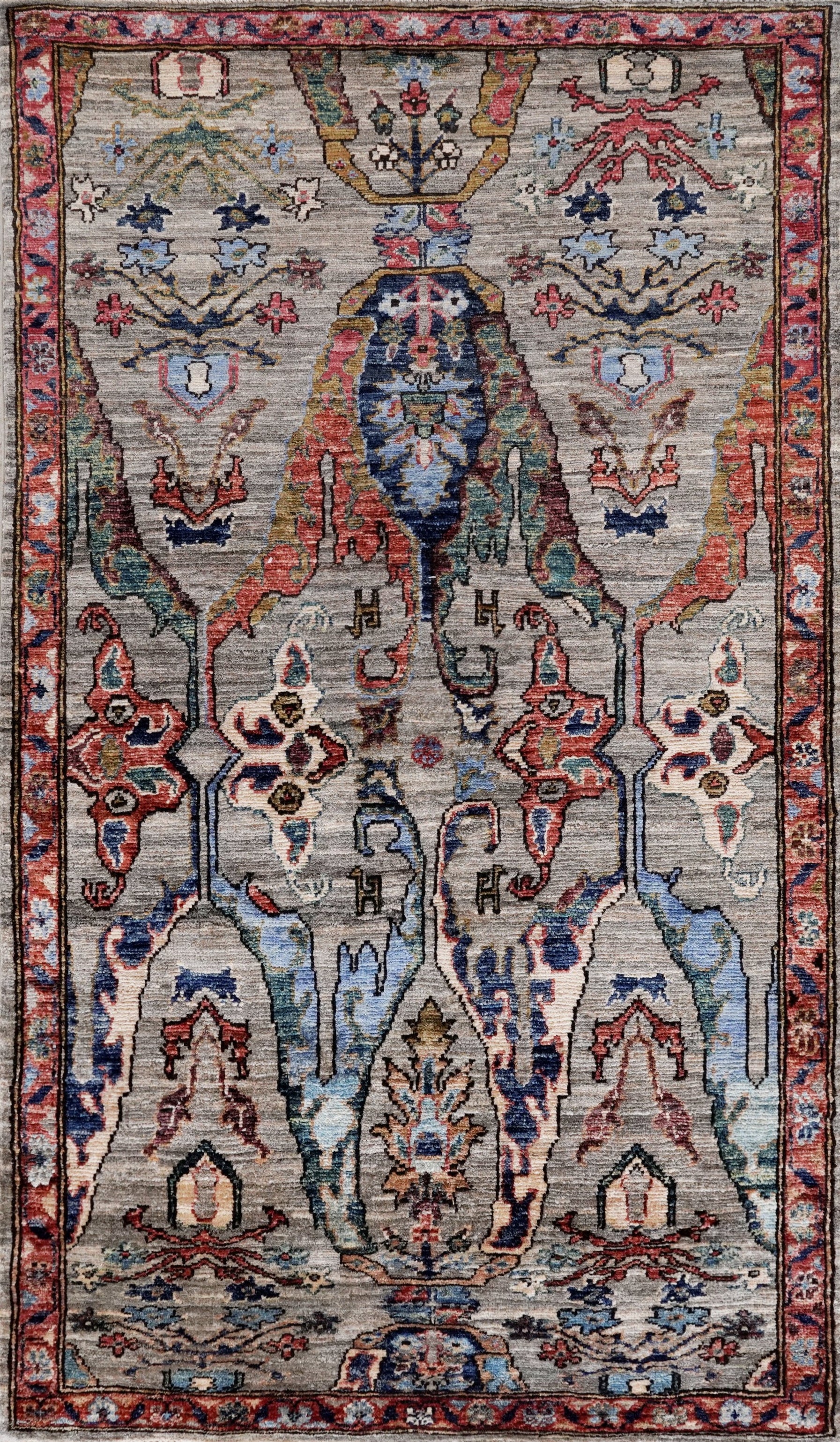 3x5 Ft Brown Afghan Oriental Rug - Hand Knotted Area Rug