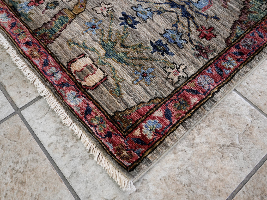 3x5 Ft Brown Afghan Oriental Rug - Hand Knotted Area Rug