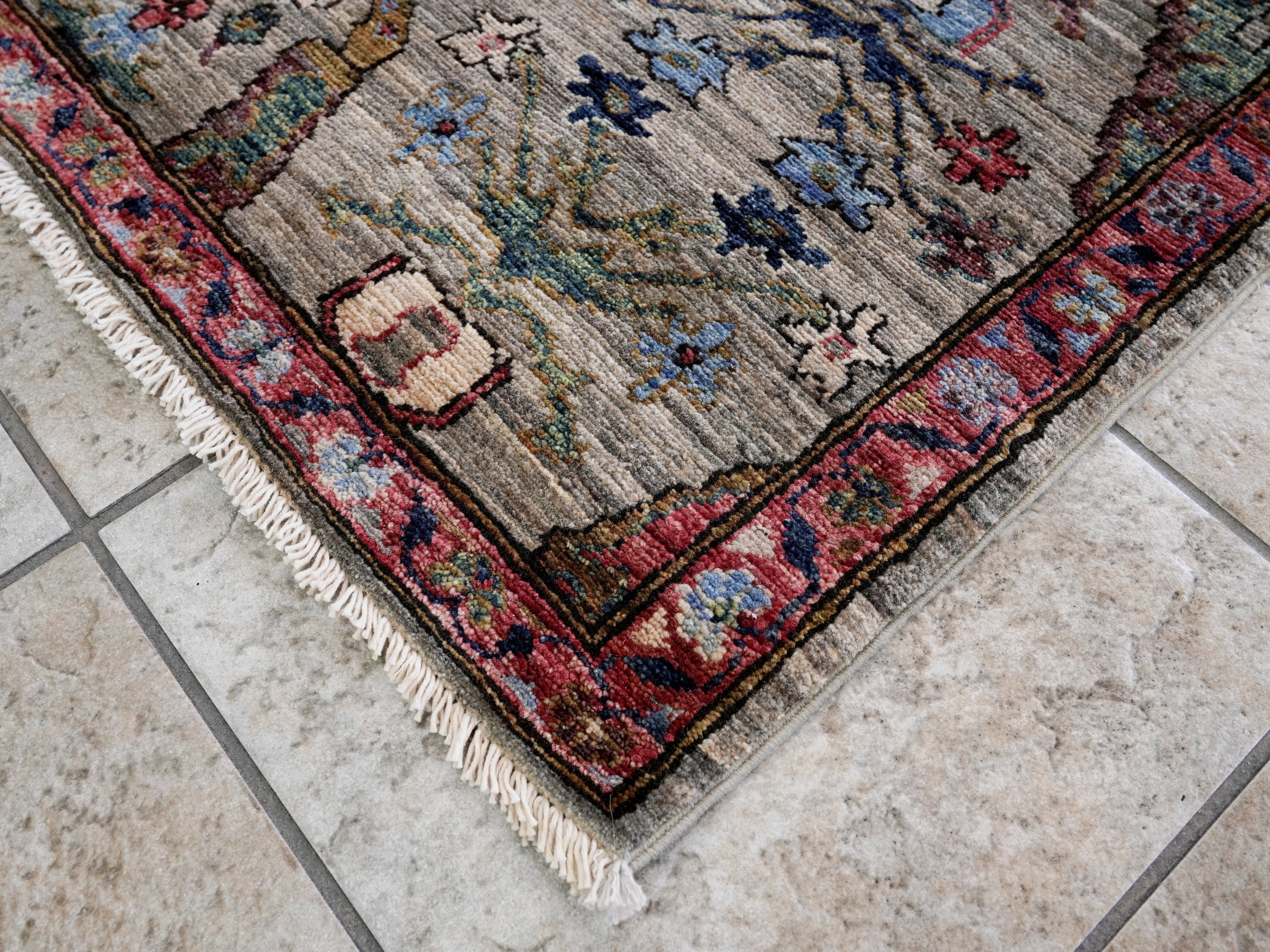 3x5 Ft Brown Afghan Oriental Rug - Hand Knotted Area Rug
