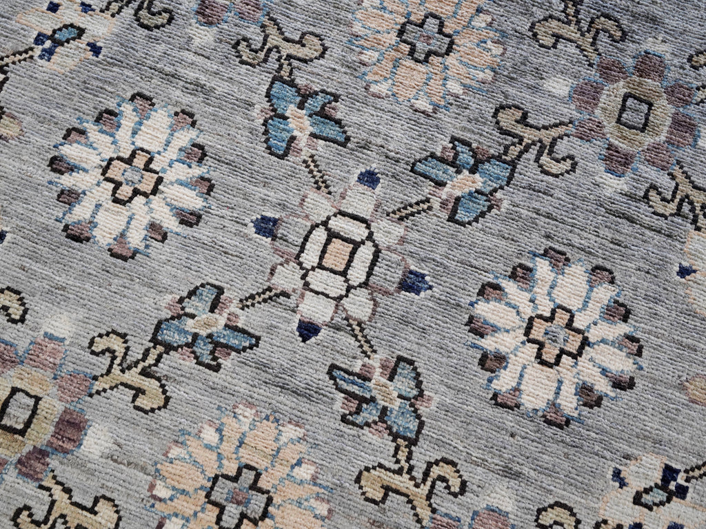3x5 Ft Silver Floral Rug - Hand Knotted Afghan Rug