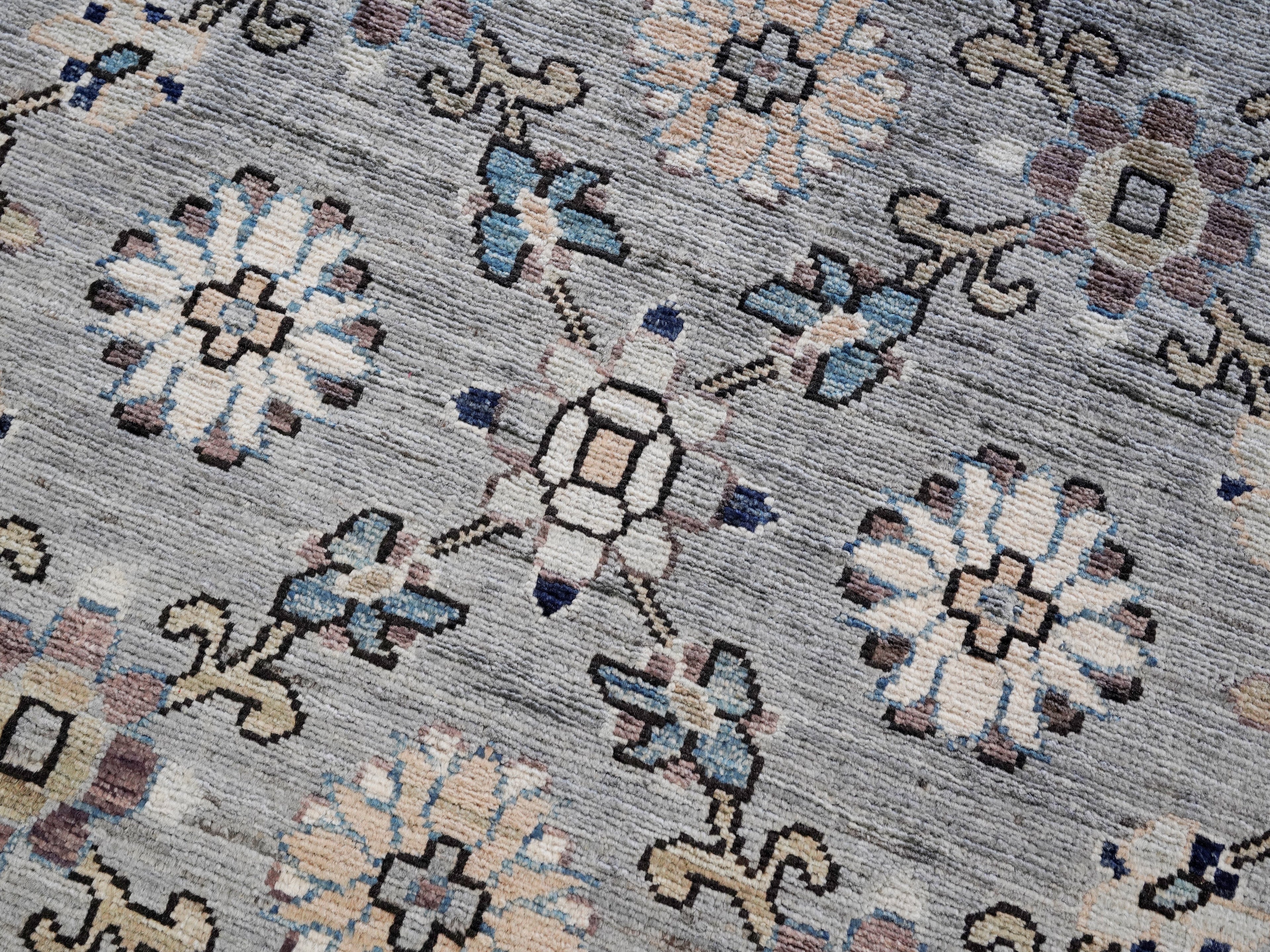 3x5 Ft Silver Floral Rug - Hand Knotted Afghan Rug