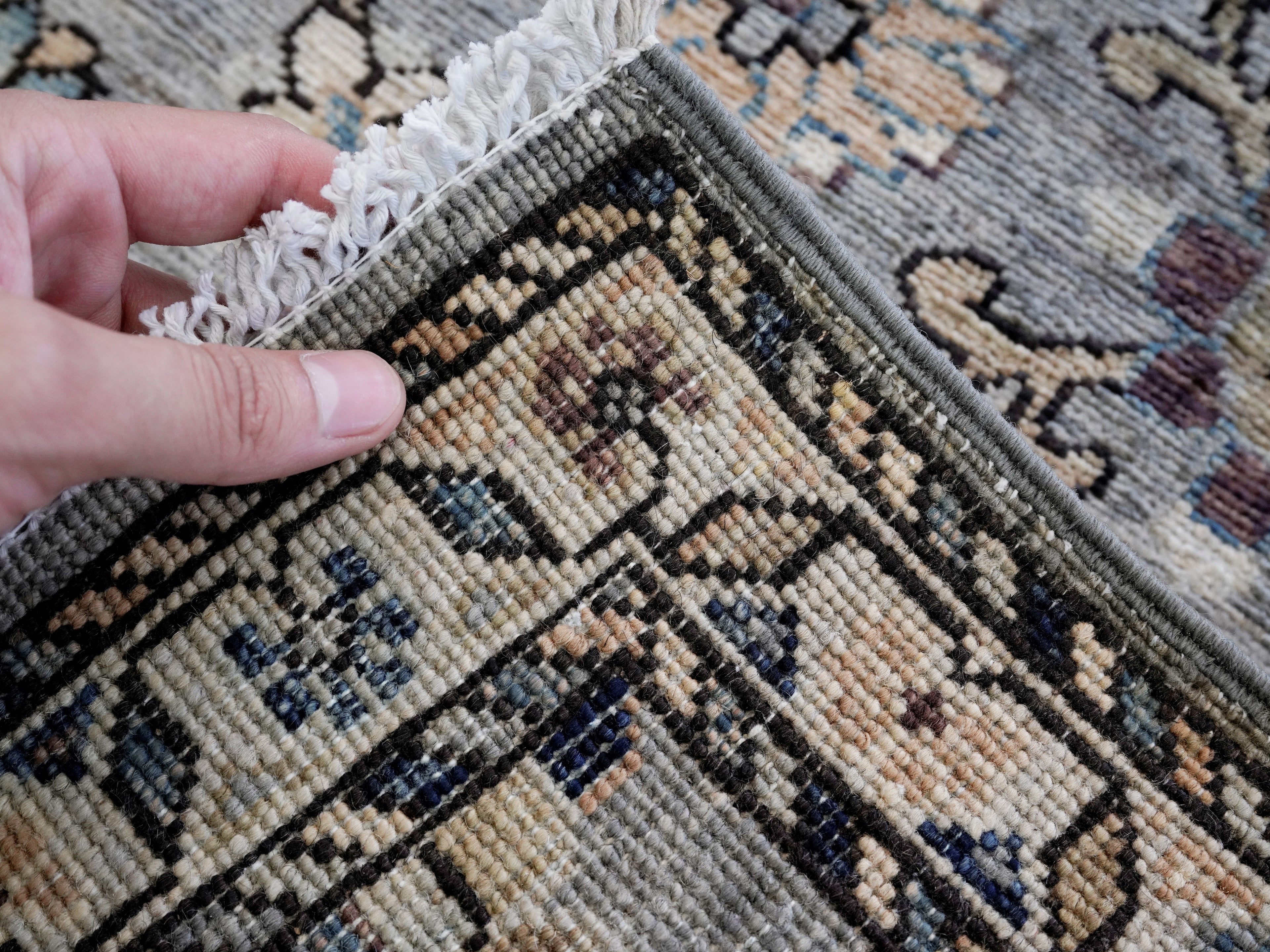 3x5 Ft Silver Floral Rug - Hand Knotted Afghan Rug