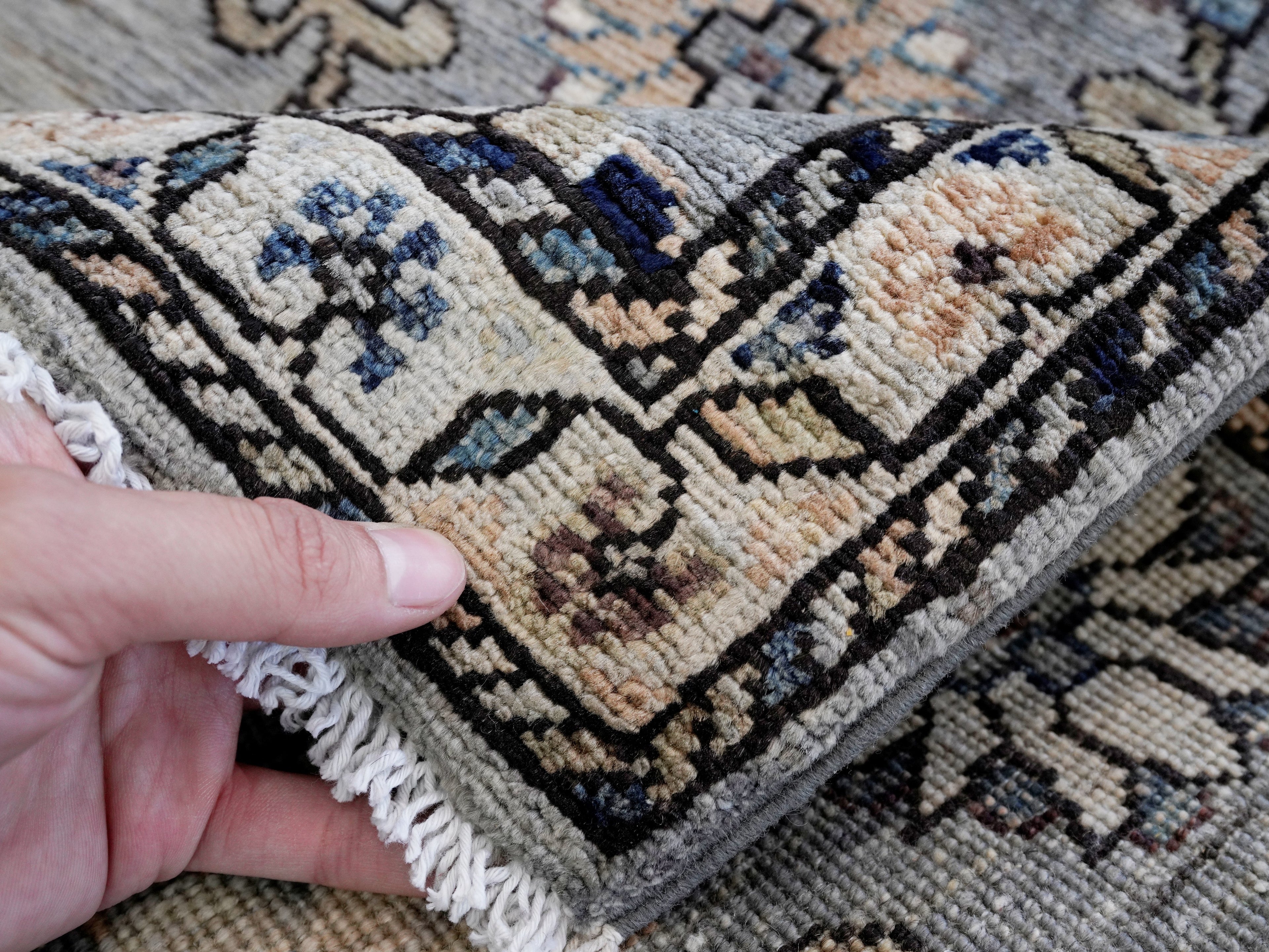 3x5 Ft Silver Floral Rug - Hand Knotted Afghan Rug