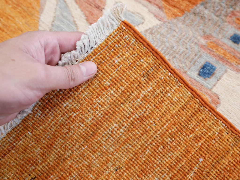 3x5 Ft Orange Fish Rug - Hand Knotted Afghan Rug - Animal Design