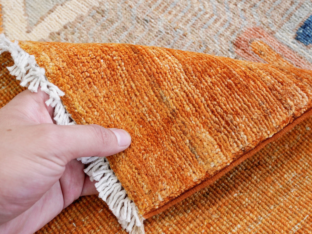 3x5 Ft Orange Fish Rug - Hand Knotted Afghan Rug - Animal Design