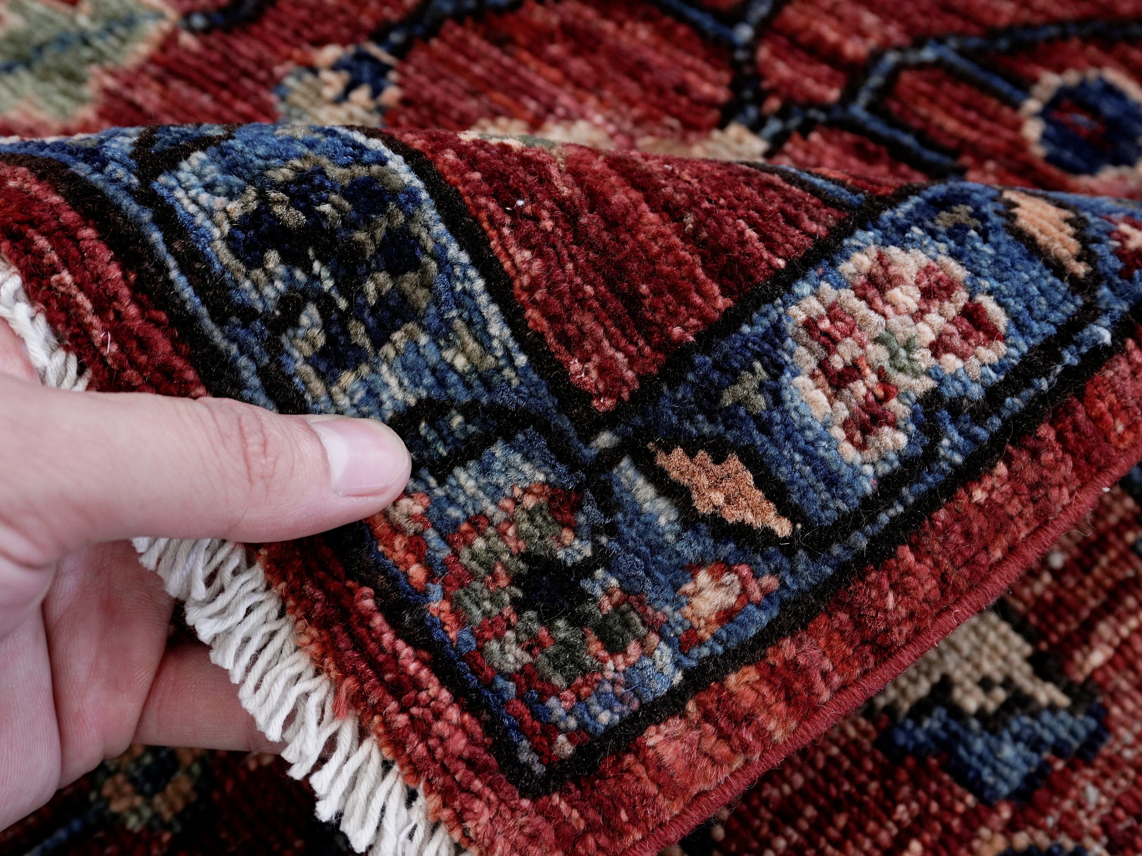 3x5 Ft Red Afghan Oriental Rug - Hand Knotted Area Rug