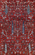 3x5 Ft Red Floral Rug - Hand Knotted Afghan Rug