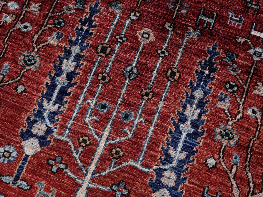3x5 Ft Red Floral Rug - Hand Knotted Afghan Rug