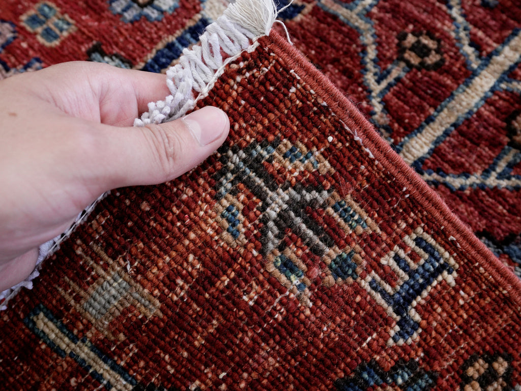 3x5 Ft Red Floral Rug - Hand Knotted Afghan Rug