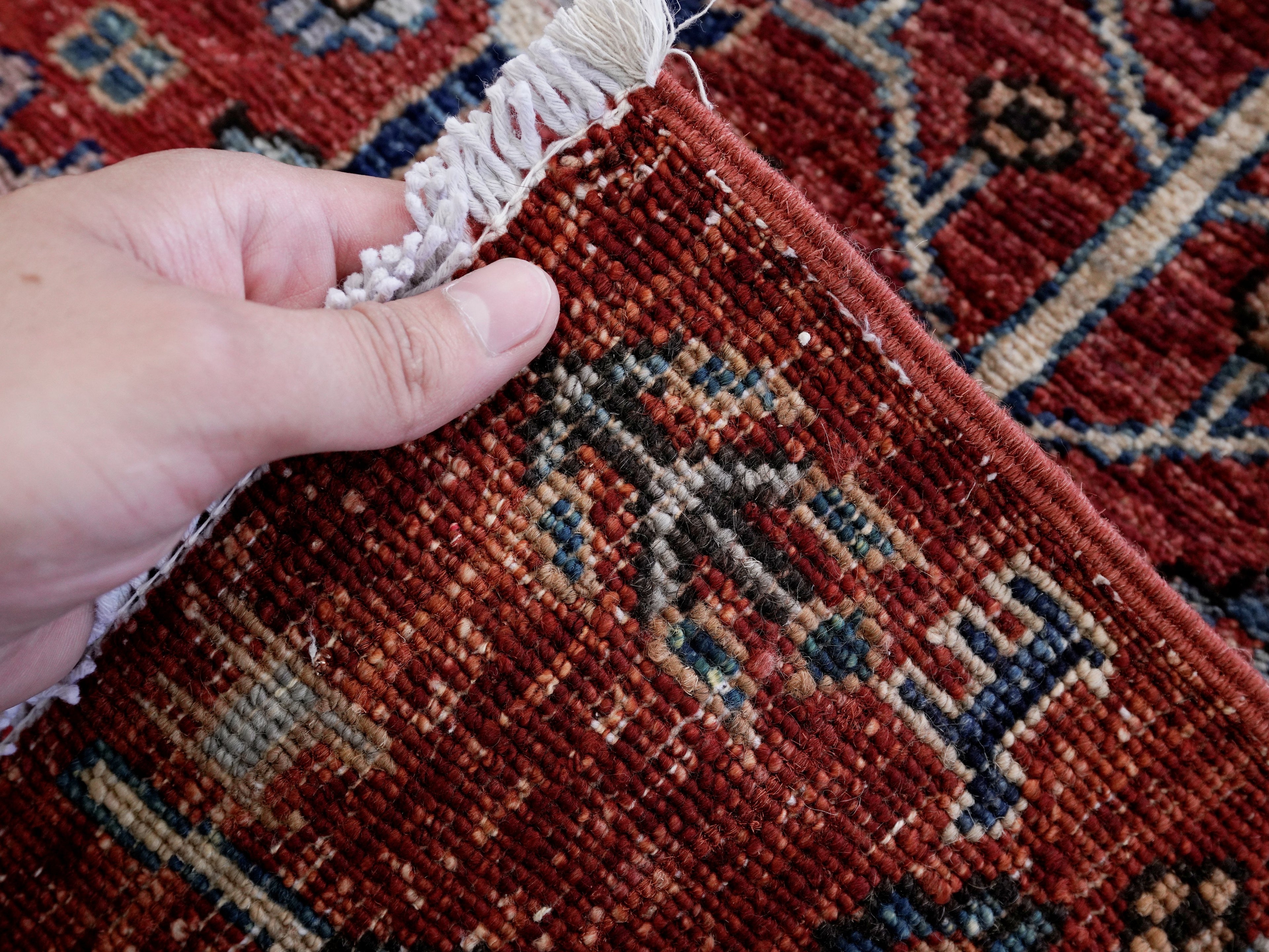 3x5 Ft Red Floral Rug - Hand Knotted Afghan Rug