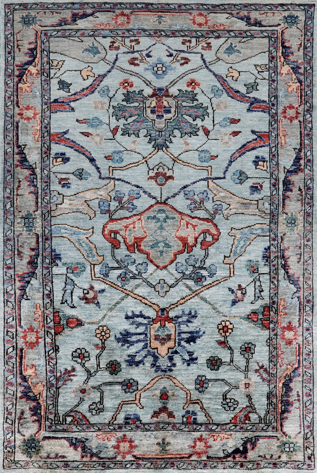 3x5 Ft Light Blue Afghan Oriental Rug - Hand Knotted Area Rug
