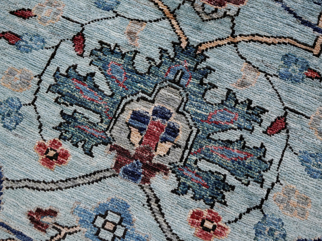 3x5 Ft Light Blue Afghan Oriental Rug - Hand Knotted Area Rug