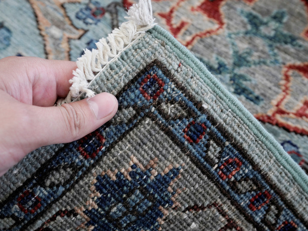 3x5 Ft Light Blue Afghan Oriental Rug - Hand Knotted Area Rug