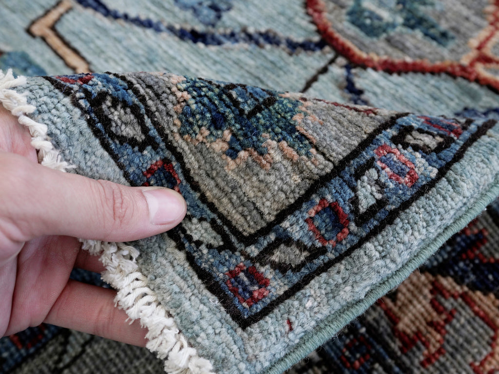 3x5 Ft Light Blue Afghan Oriental Rug - Hand Knotted Area Rug