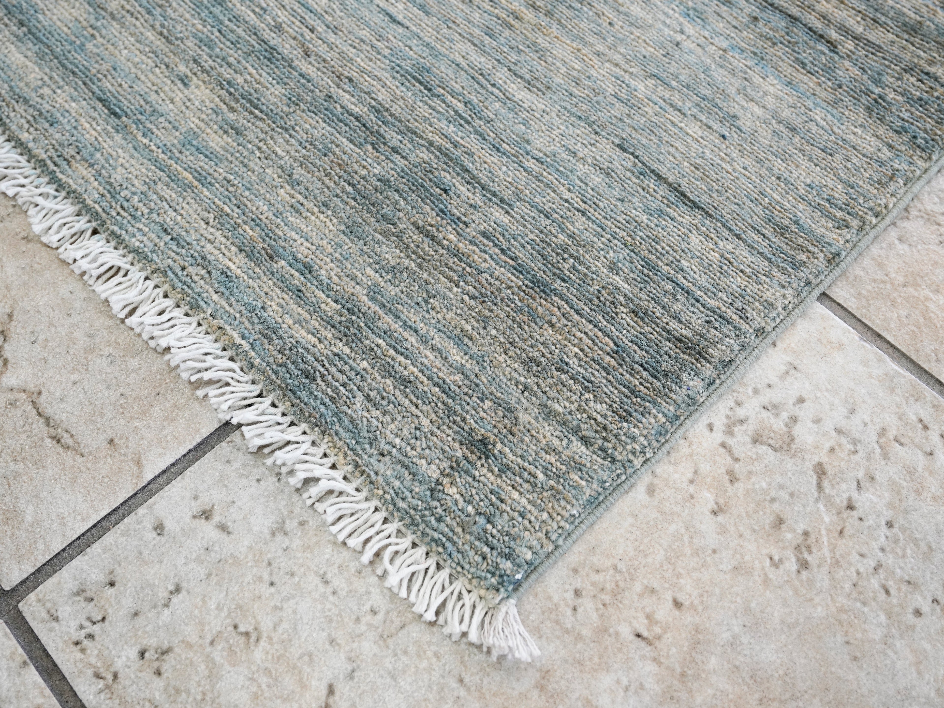 3x5 Ft Silver Fish Rug - Hand Knotted Afghan Rug - Animal Design