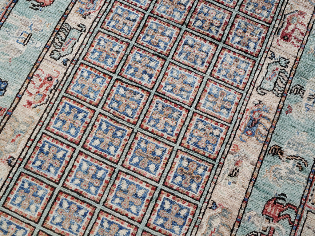 3x5 Ft Green Pazyryk Rug - Hand Knotted Oriental Rug