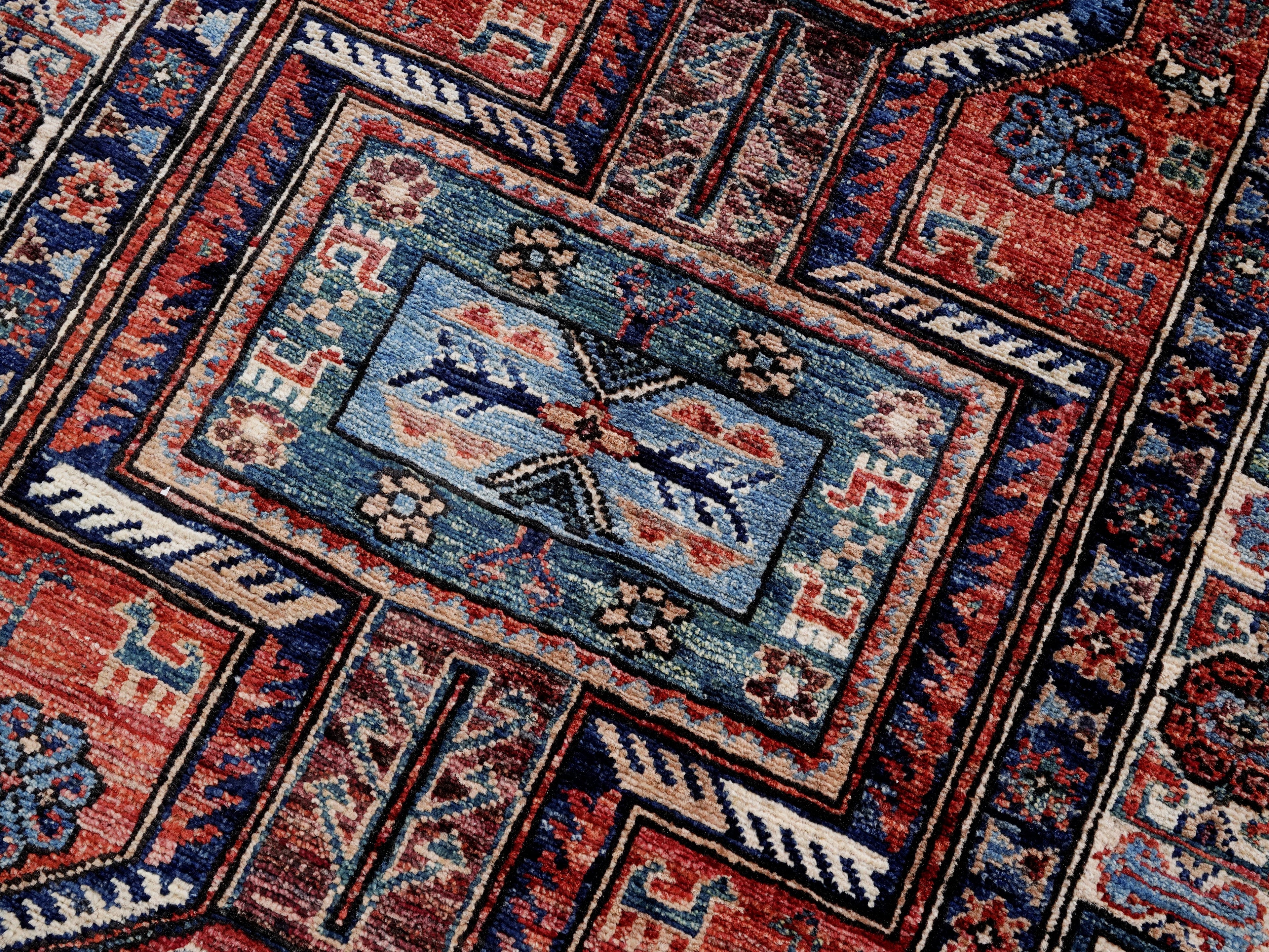 3x5 Ft Red Afghan Oriental Rug - Hand Knotted Wool Rug
