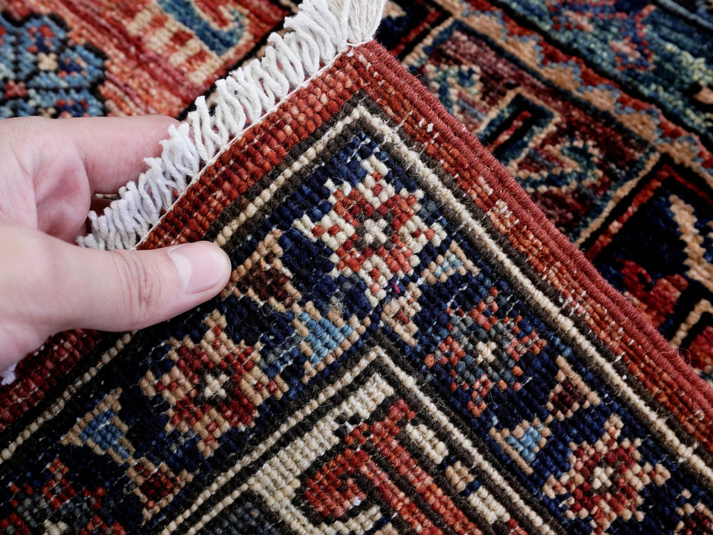 3x5 Ft Red Afghan Oriental Rug - Hand Knotted Wool Rug