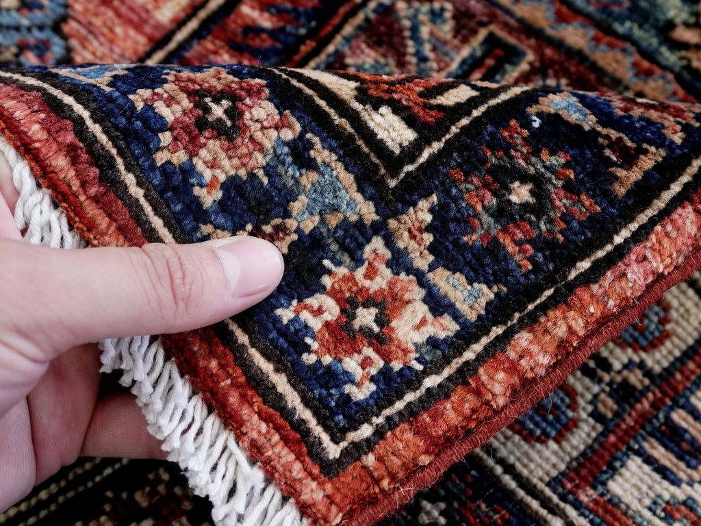 3x5 Ft Red Afghan Oriental Rug - Hand Knotted Wool Rug