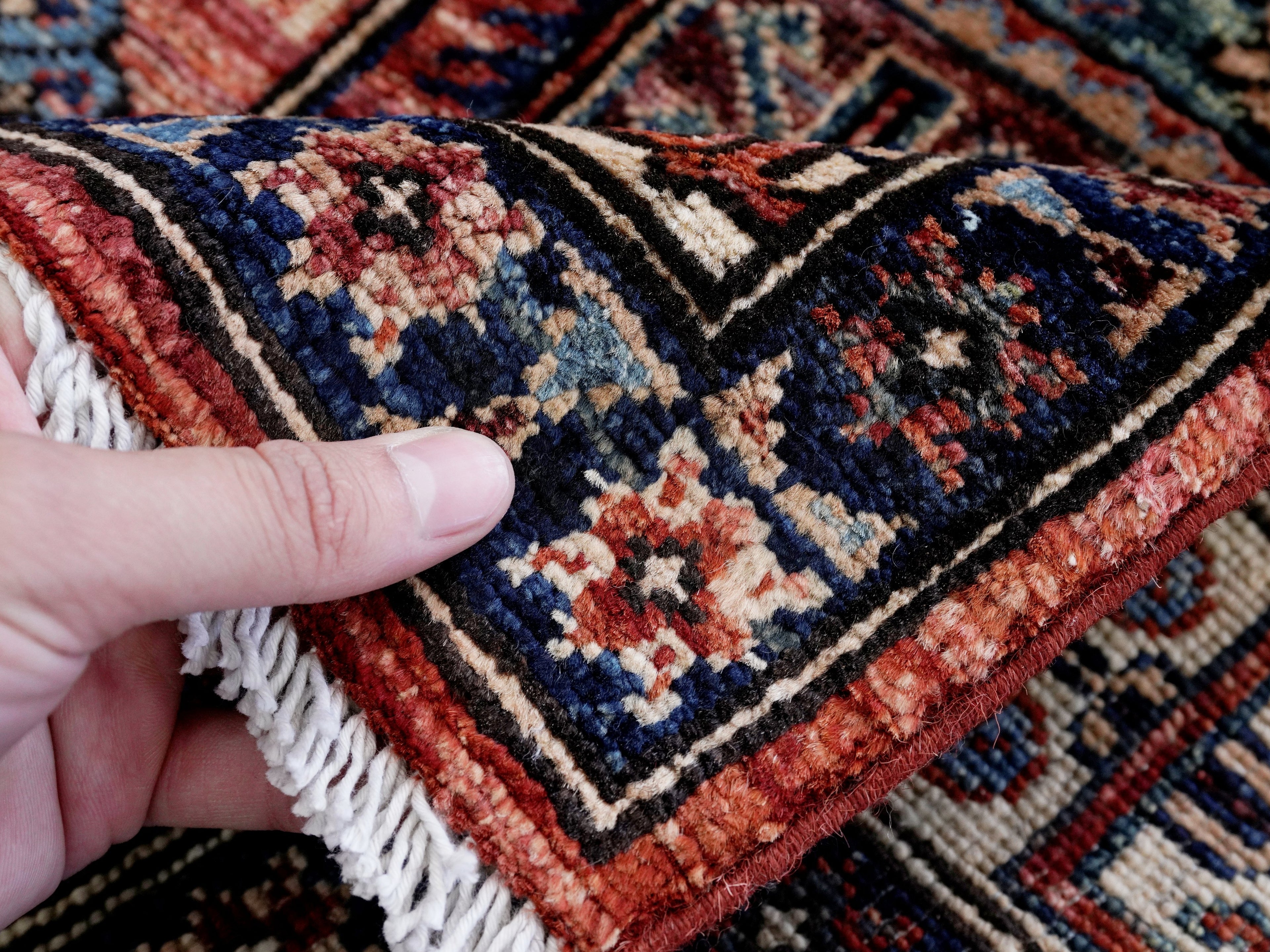 3x5 Ft Red Afghan Oriental Rug - Hand Knotted Wool Rug