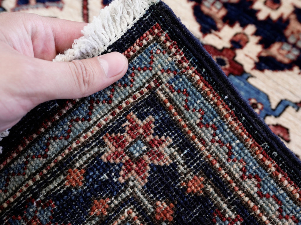 3x5 Ft Blue Afghan Oriental Rug - Hand Knotted Wool Rug