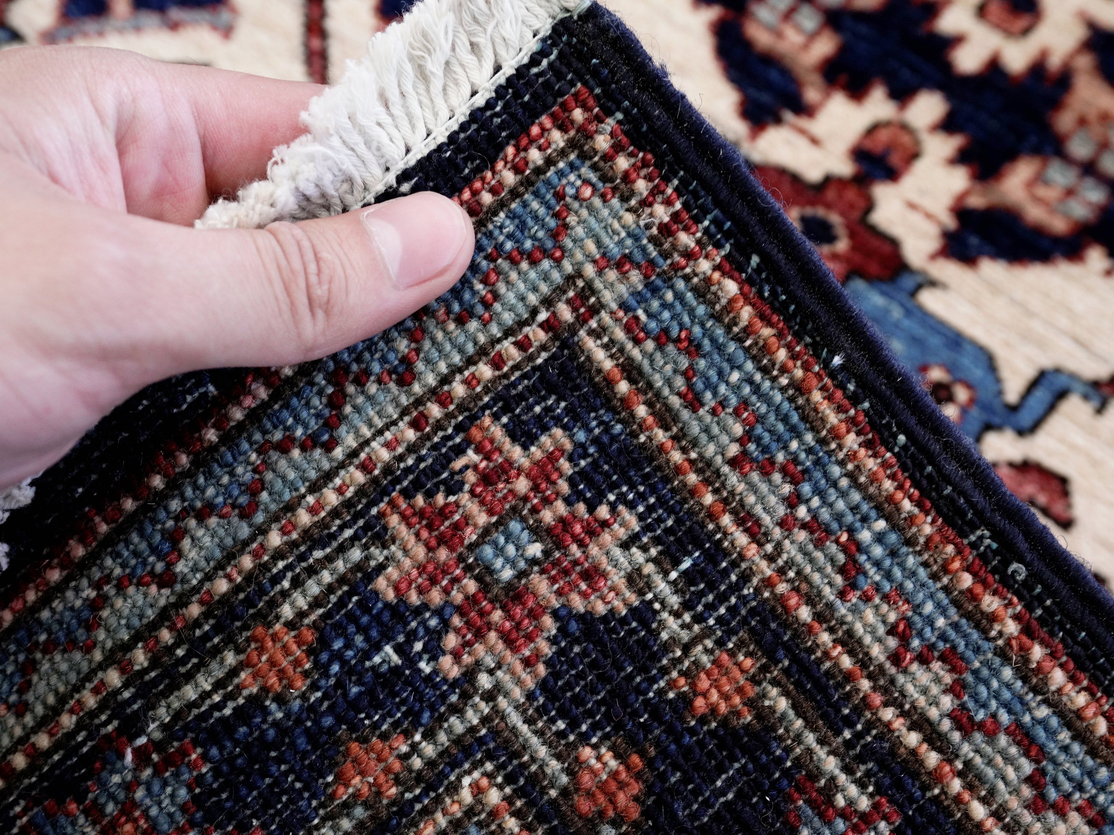 3x5 Ft Blue Afghan Oriental Rug - Hand Knotted Wool Rug
