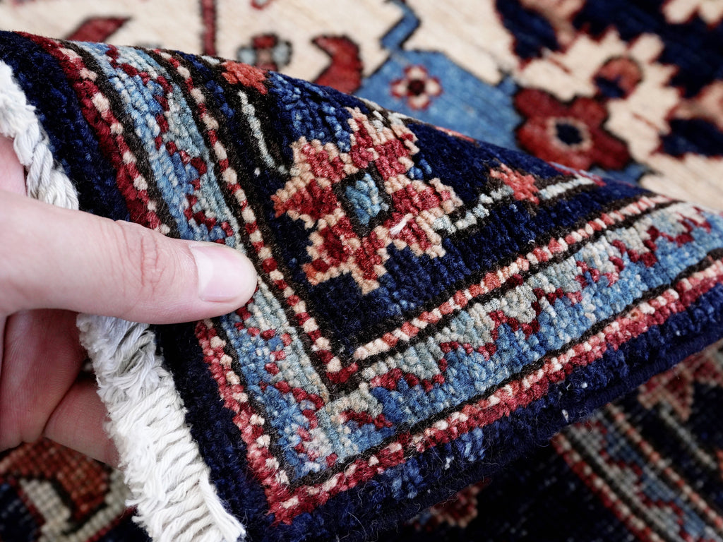3x5 Ft Blue Afghan Oriental Rug - Hand Knotted Wool Rug