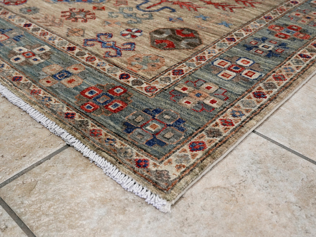 5x7 Ft Brown Afghan Oriental Rug - Hand Knotted Area Rug