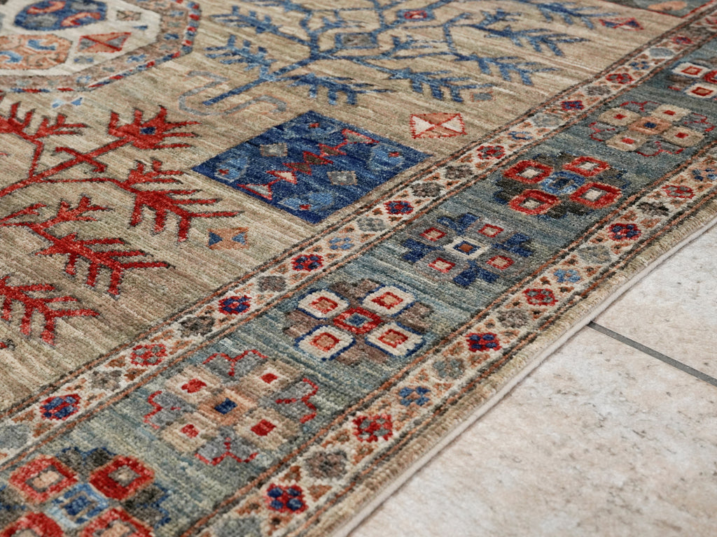 5x7 Ft Brown Afghan Oriental Rug - Hand Knotted Area Rug