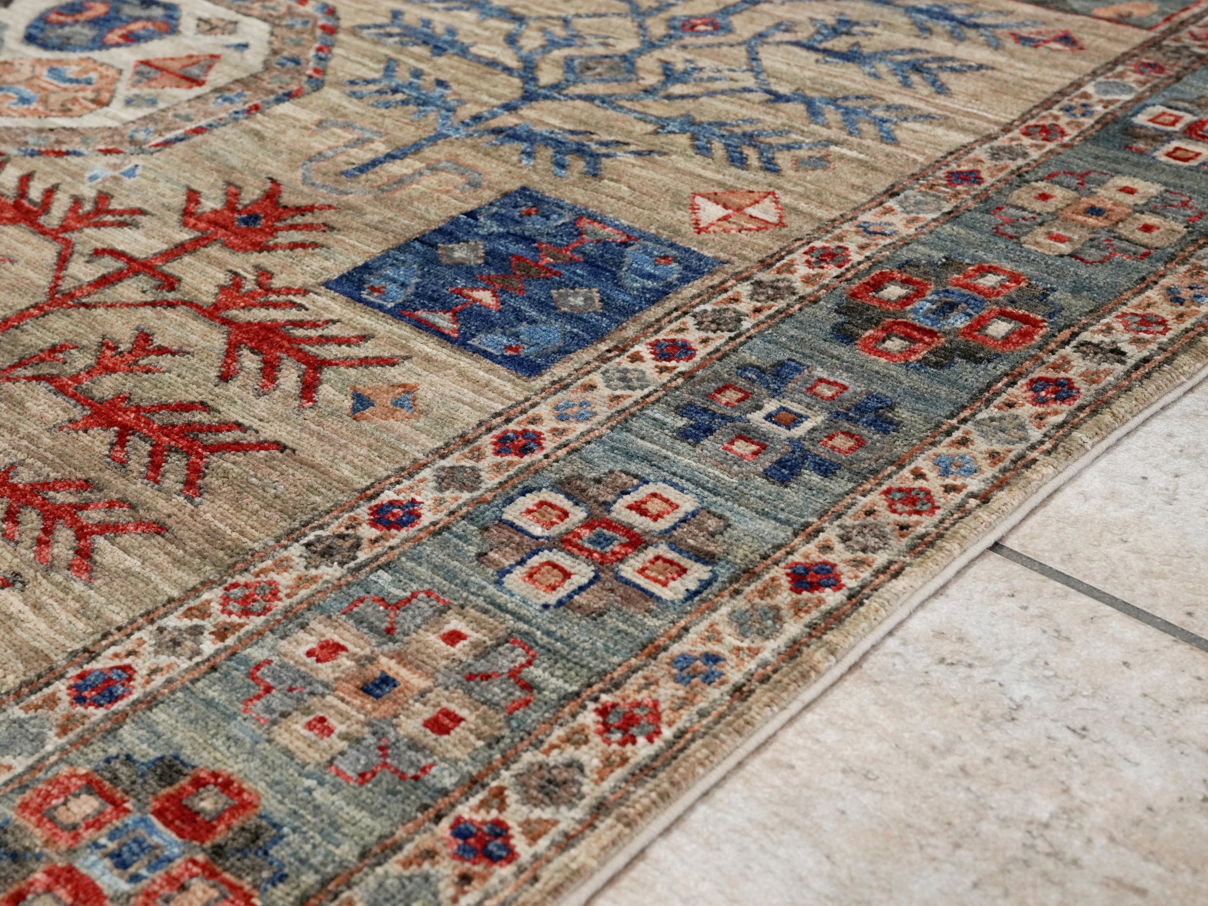 5x7 Ft Brown Afghan Oriental Rug - Hand Knotted Area Rug