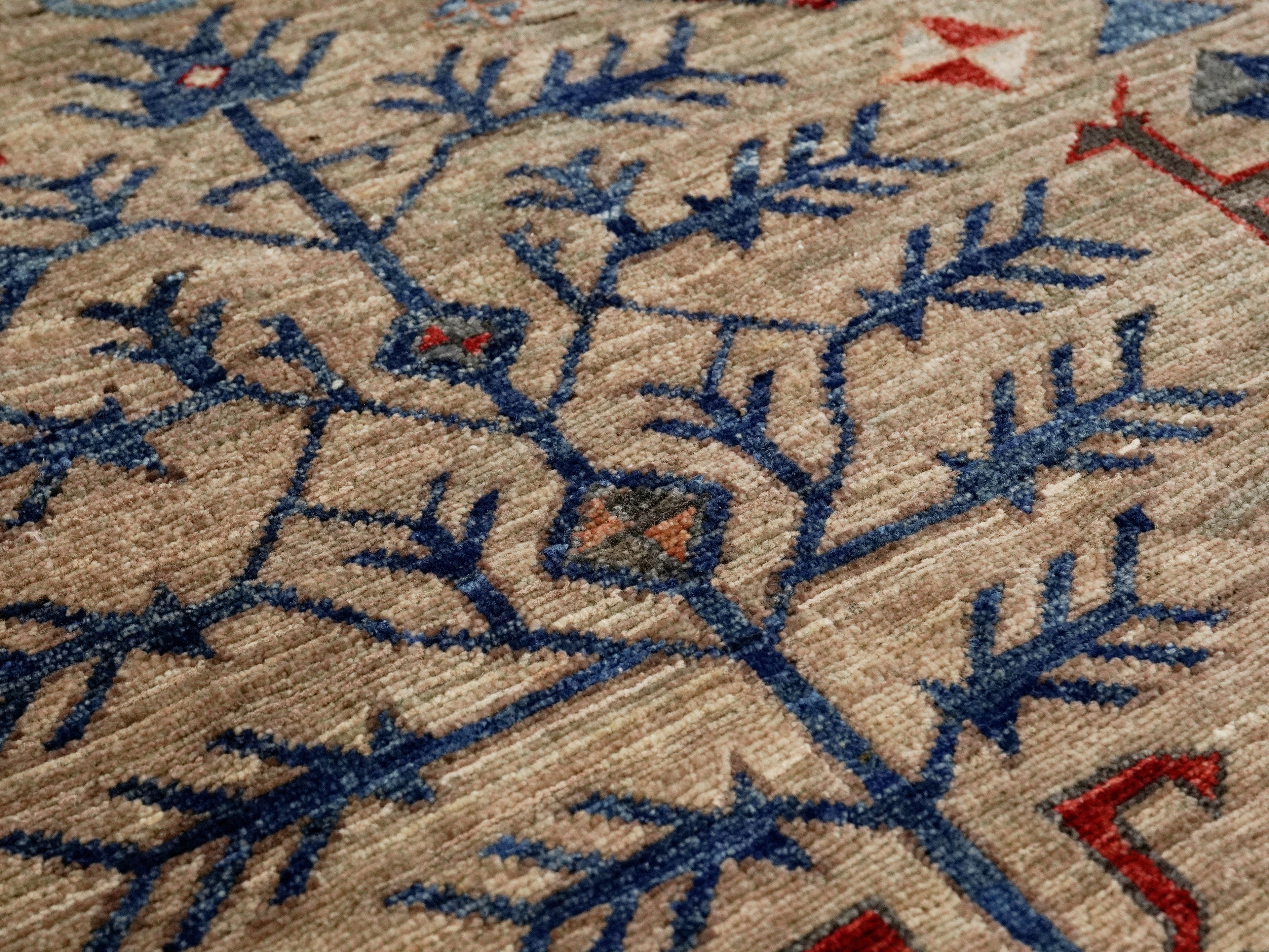 5x7 Ft Brown Afghan Oriental Rug - Hand Knotted Area Rug