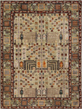 5x7 Ft Green Oriental Rug - Hand Knotted Afghan Rug - Floral Design