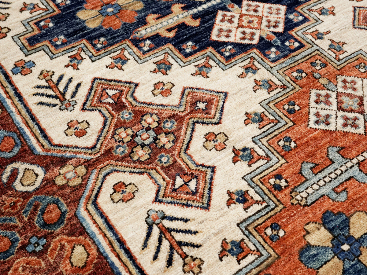 6x9 Ft Orange Afghan Oriental Rug - Hand Knotted Area Rug - Traditional Design