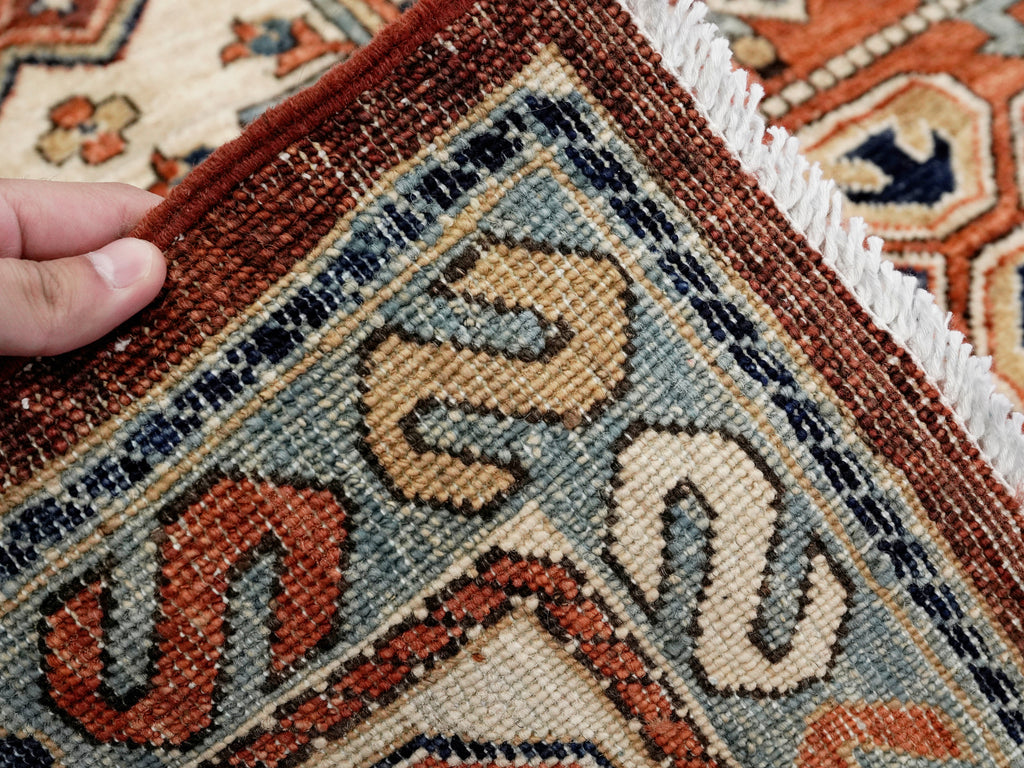 6x9 Ft Orange Afghan Oriental Rug - Hand Knotted Area Rug - Traditional Design