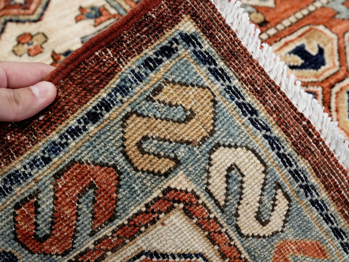6x9 Ft Orange Afghan Oriental Rug - Hand Knotted Area Rug - Traditional Design